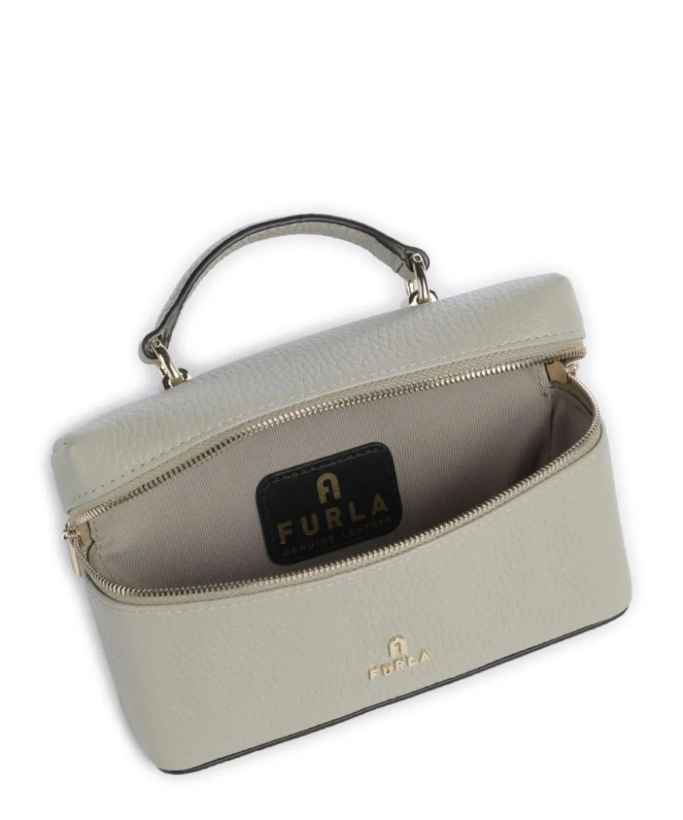 Camelia Micro Umhängetasche genarbtes Leder graugrün