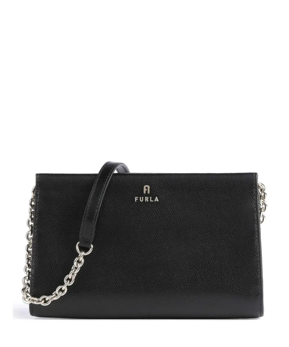 Camelia Mini Umhängetasche genarbtes Leder schwarz