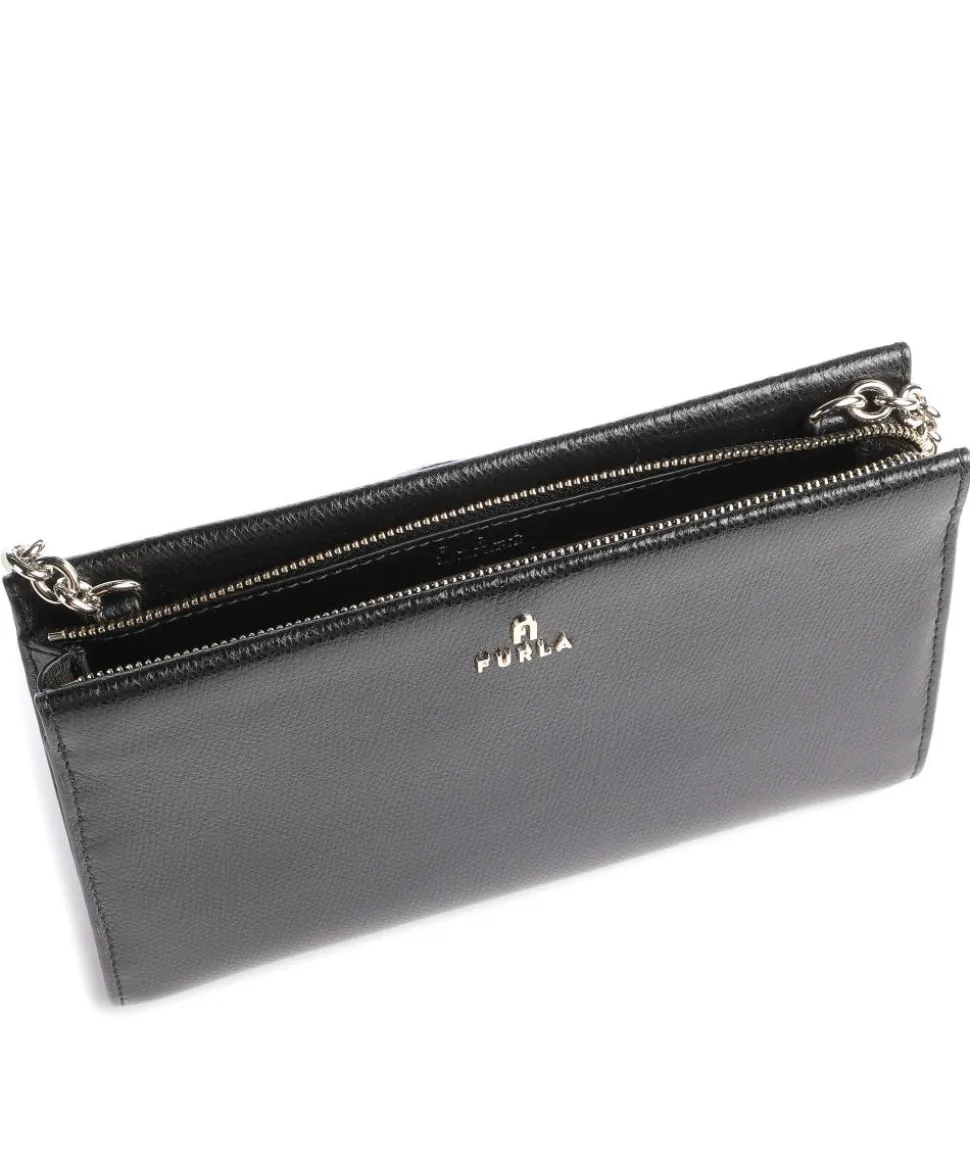 Camelia Mini Umhängetasche genarbtes Leder schwarz