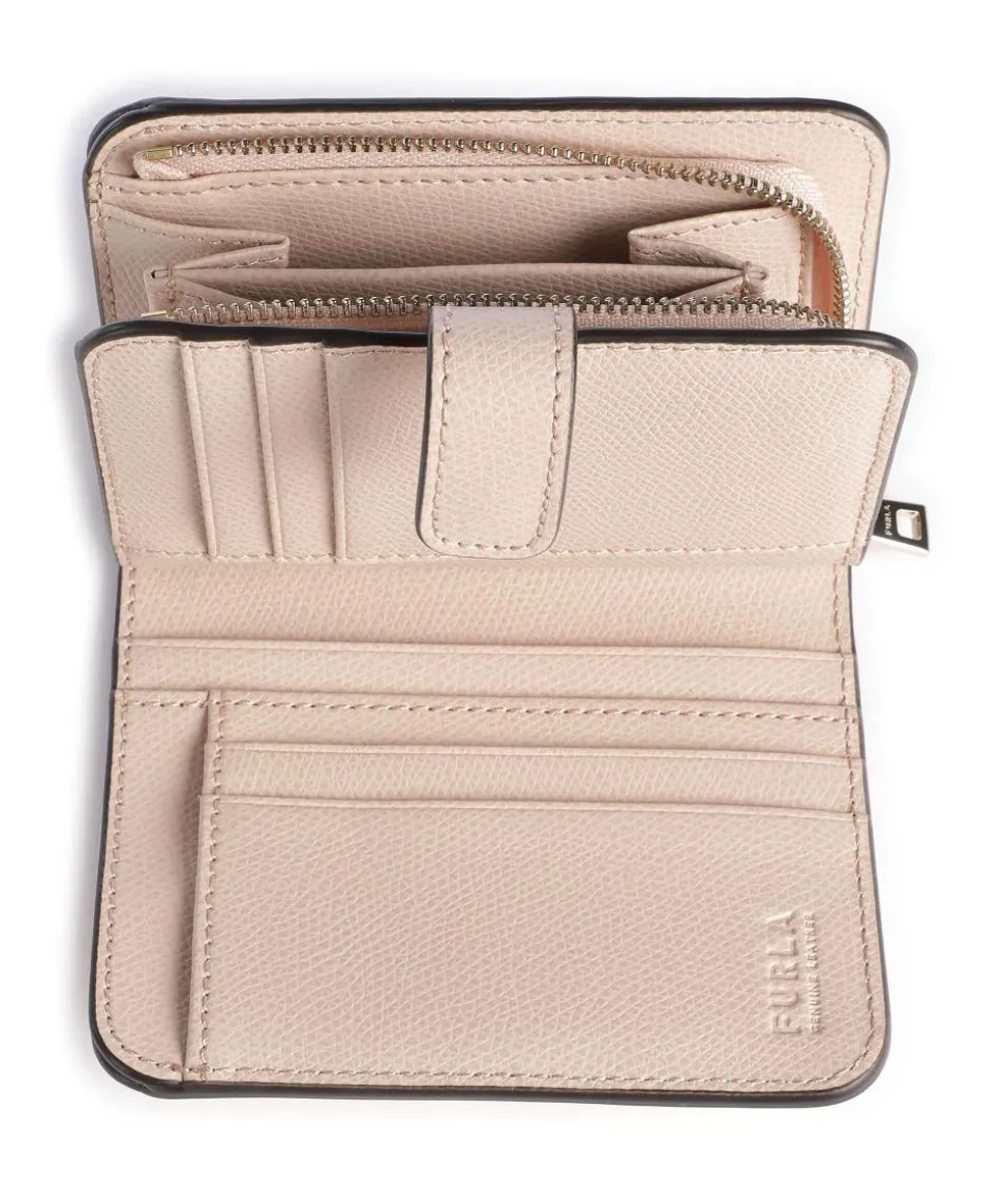 Camelia S Geldbörse genarbtes Leder nude