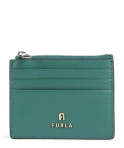 Camelia S Kreditkartenetui genarbtes Leder petrol