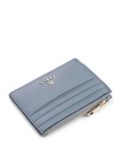 Camelia S Kreditkartenetui genarbtes Leder blaugrau