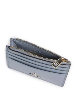 Camelia S Kreditkartenetui genarbtes Leder blaugrau