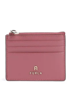 Camelia S Kreditkartenetui genarbtes Leder pink