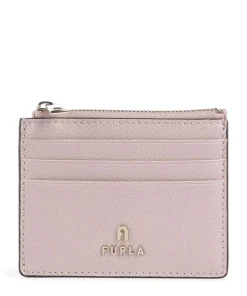 Camelia S Kreditkartenetui genarbtes Leder altrosa