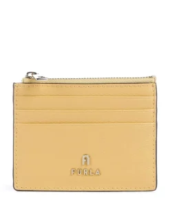 Camelia S Kreditkartenetui genarbtes Leder gelb