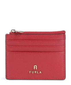 Camelia S Kreditkartenetui genarbtes Leder dunkelrot