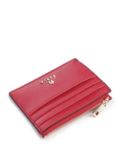 Camelia S Kreditkartenetui genarbtes Leder dunkelrot