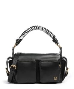 Cargo Schultertasche fein genarbtes Kalbsleder schwarz