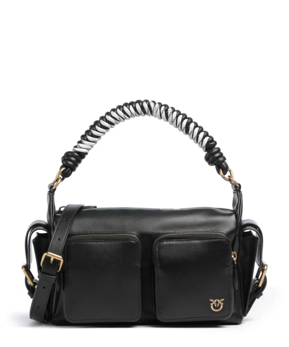 Cargo Schultertasche fein genarbtes Kalbsleder schwarz