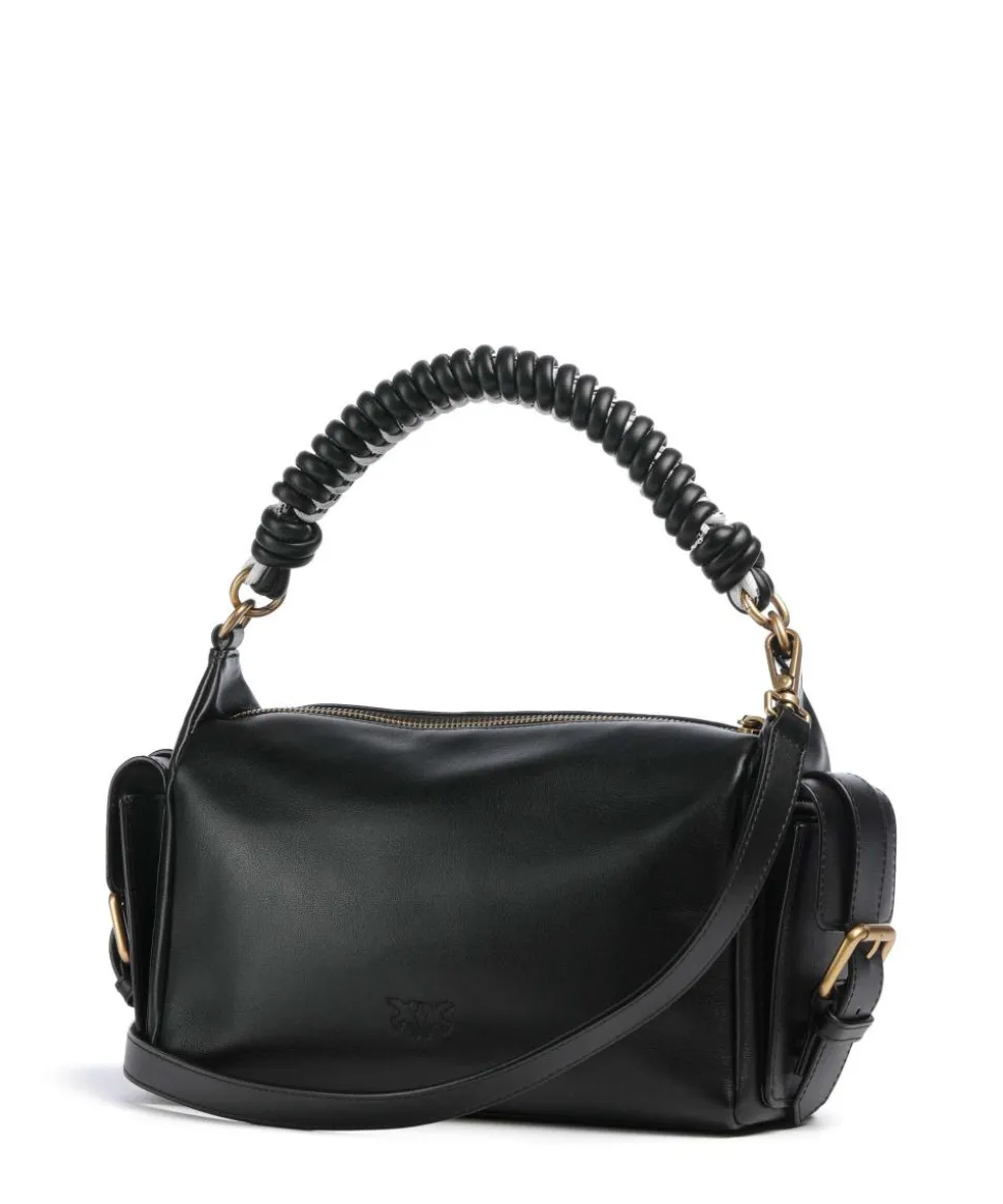 Cargo Schultertasche fein genarbtes Kalbsleder schwarz