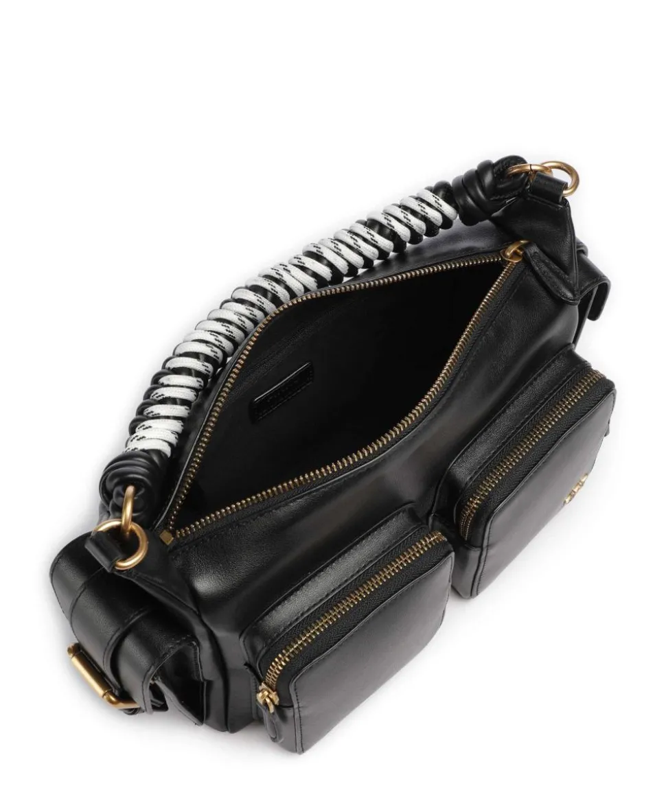 Cargo Schultertasche fein genarbtes Kalbsleder schwarz