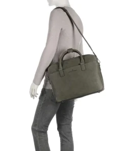 Carisma RFID Aktentasche 15″ aufgerautes Rindsleder dunkelgrün