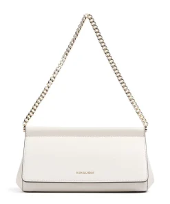 Carmine Medium Schultertasche genarbtes Leder creme