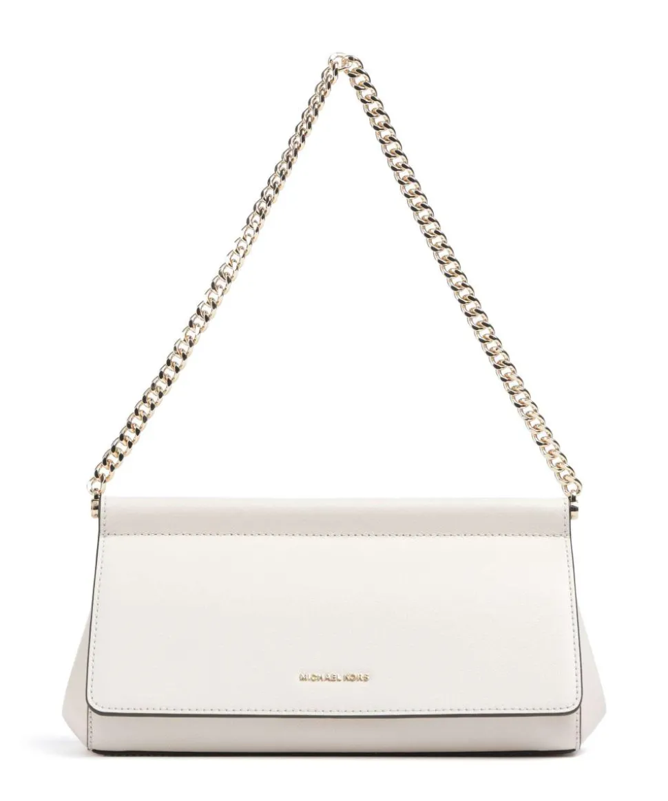 Carmine Medium Schultertasche genarbtes Leder creme