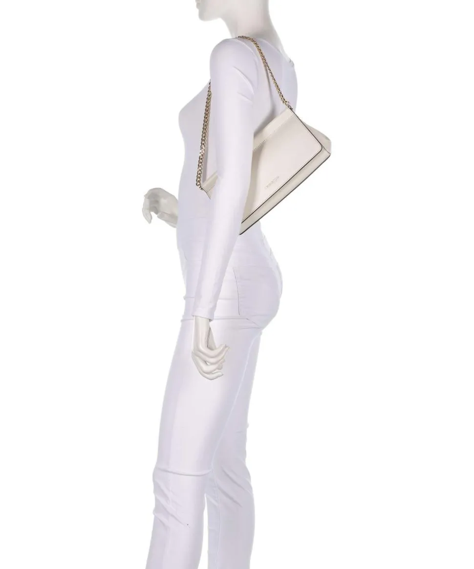 Carmine Medium Schultertasche genarbtes Leder creme