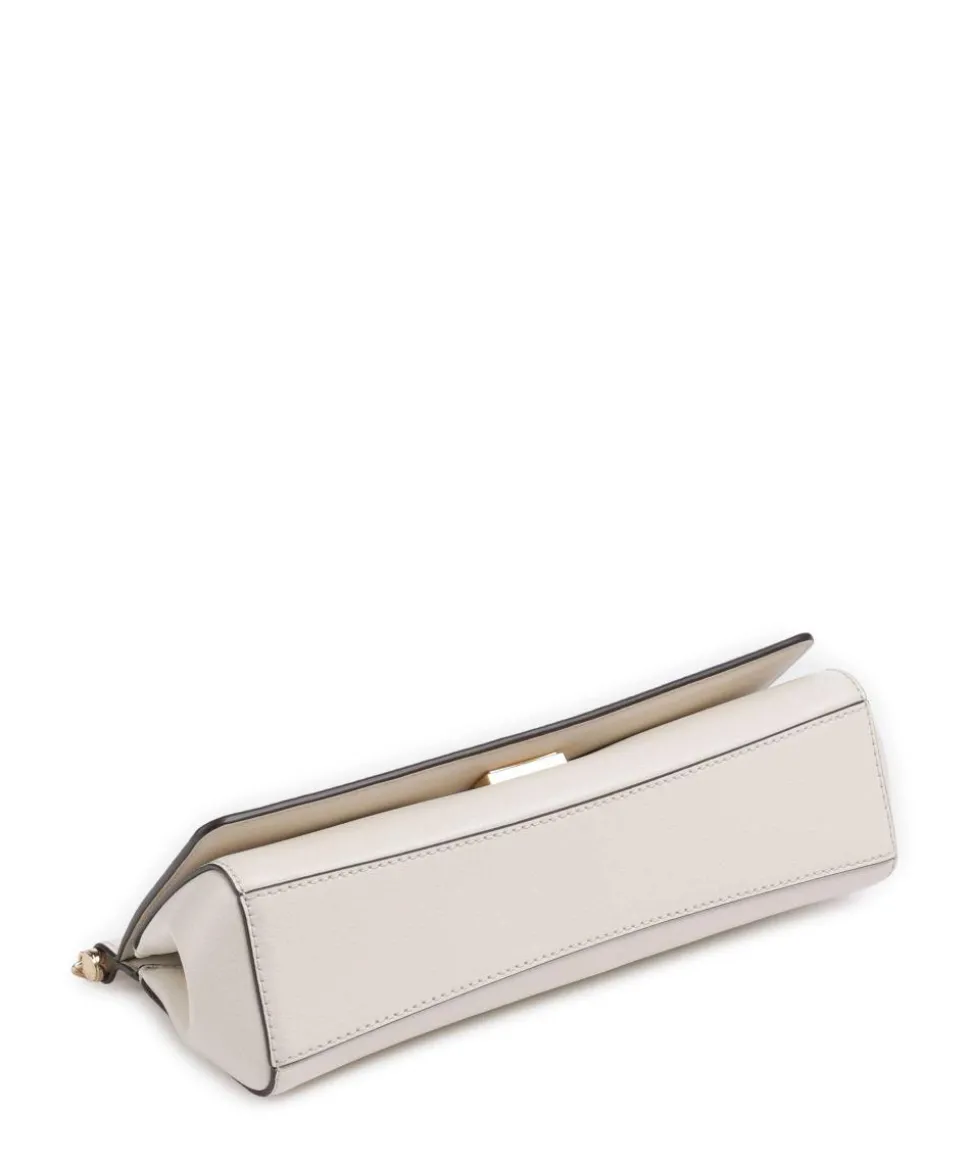 Carmine Medium Schultertasche genarbtes Leder creme