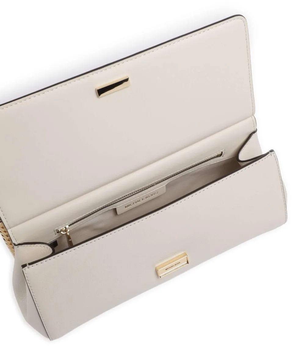 Carmine Medium Schultertasche genarbtes Leder creme