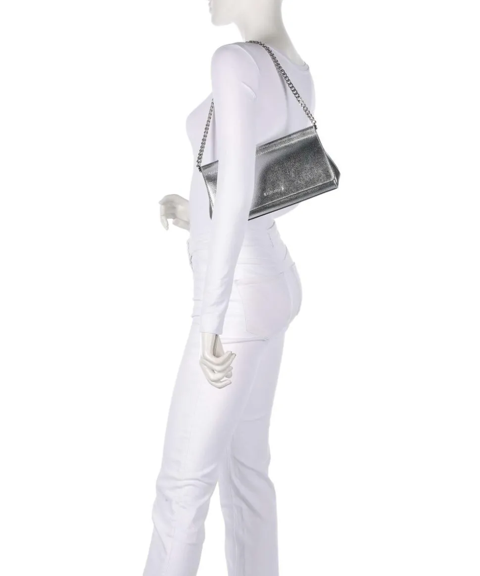 Carmine Schultertasche genarbtes Leder silber