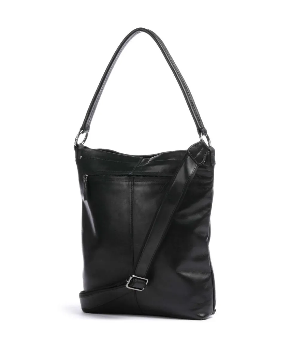 Caugio Beuteltasche fein genarbtes Rindsleder schwarz