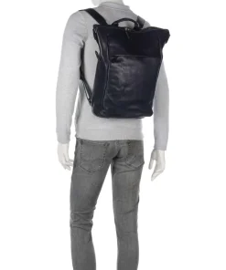 Caugio Laptop-Rucksack 13″ fein genarbtes Rindsleder dunkelblau