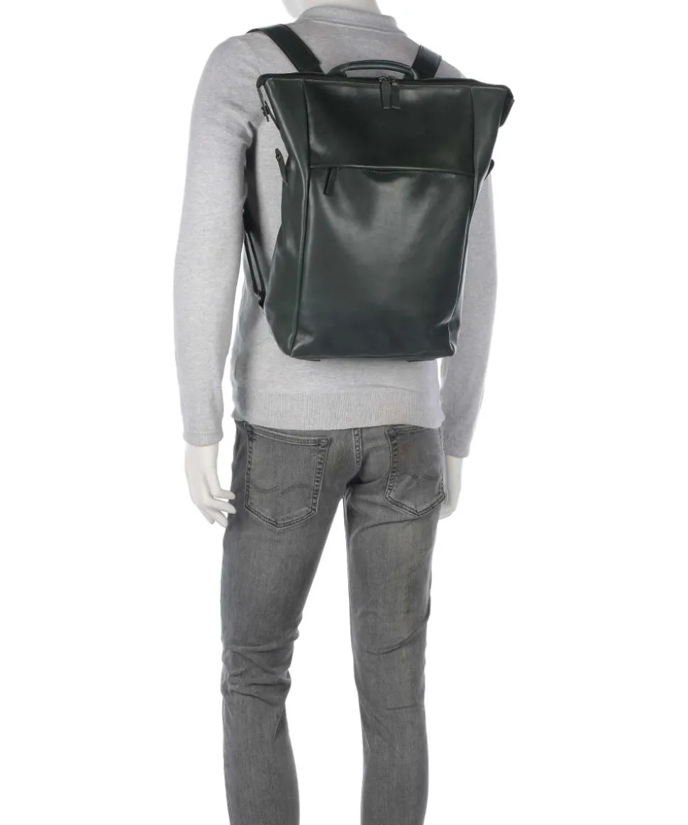Caugio Laptop-Rucksack 13″ fein genarbtes Rindsleder dunkelgrün
