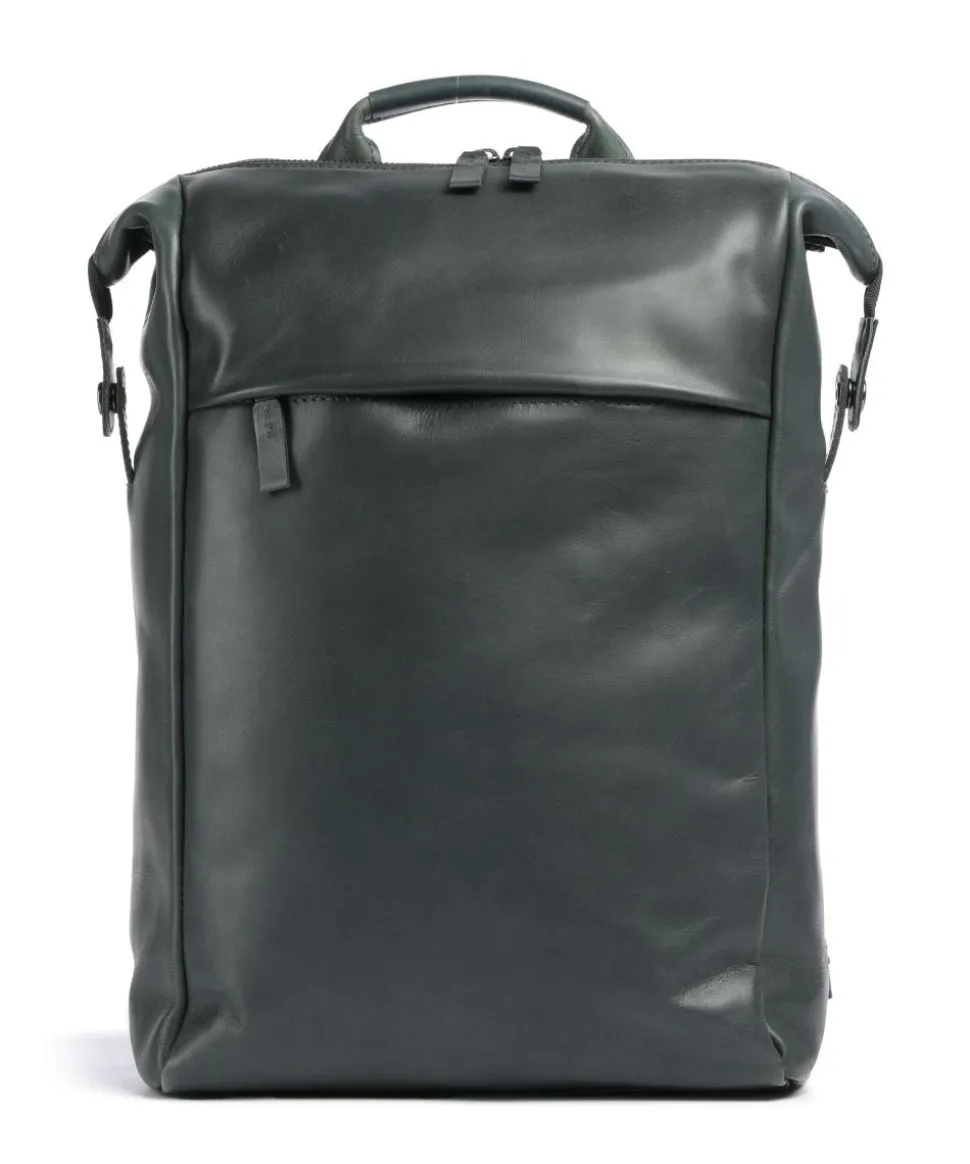 Caugio Laptop-Rucksack 13″ fein genarbtes Rindsleder dunkelgrün