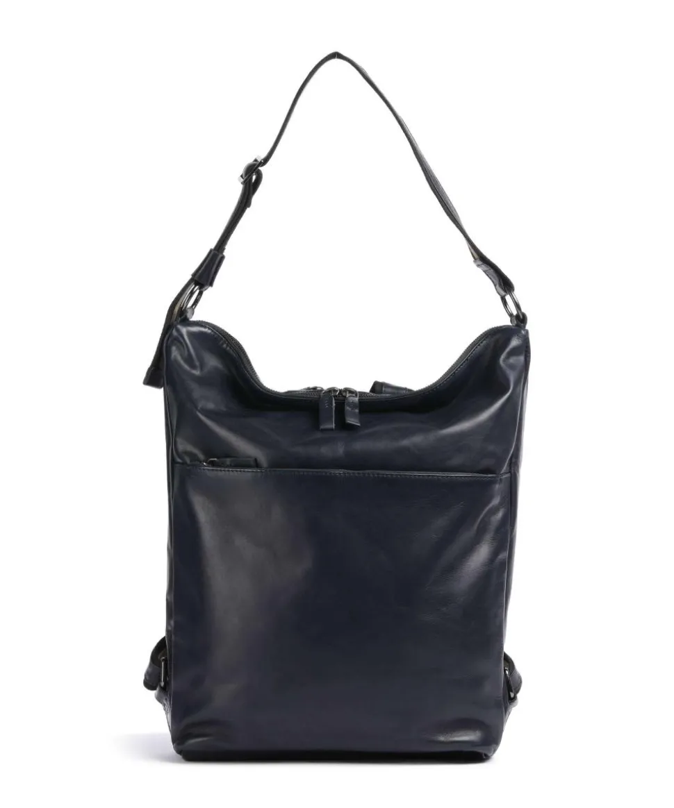 Caugio Rucksack-Tasche fein genarbtes Rindsleder dunkelblau
