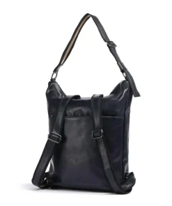 Caugio Rucksack-Tasche fein genarbtes Rindsleder dunkelblau