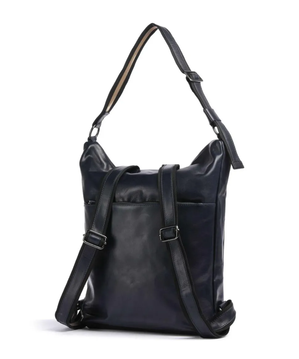 Caugio Rucksack-Tasche fein genarbtes Rindsleder dunkelblau