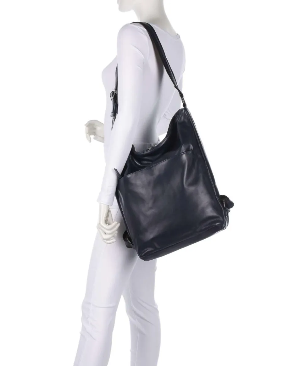 Caugio Rucksack-Tasche fein genarbtes Rindsleder dunkelblau