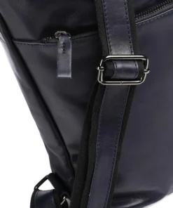 Caugio Rucksack-Tasche fein genarbtes Rindsleder dunkelblau