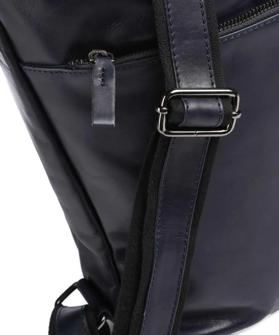 Caugio Rucksack-Tasche fein genarbtes Rindsleder dunkelblau