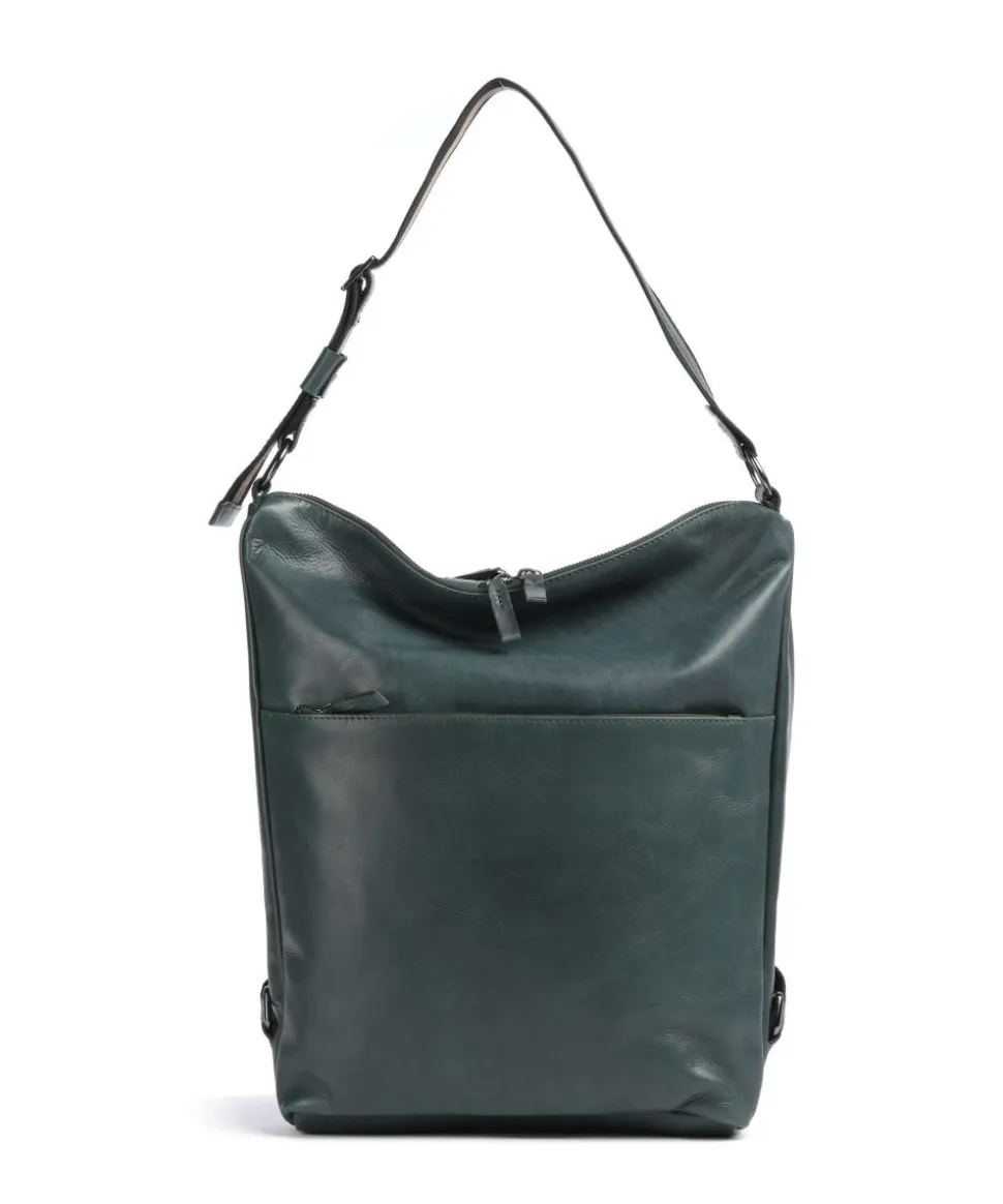 Caugio Rucksack-Tasche fein genarbtes Rindsleder dunkelgrün