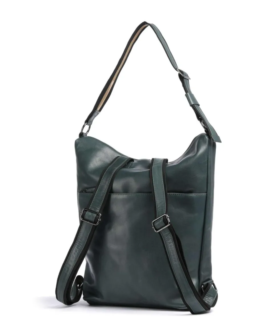 Caugio Rucksack-Tasche fein genarbtes Rindsleder dunkelgrün