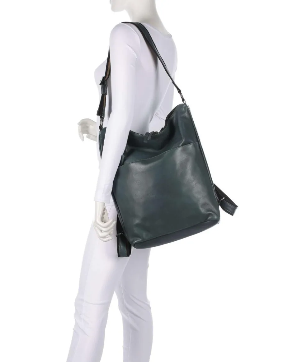 Caugio Rucksack-Tasche fein genarbtes Rindsleder dunkelgrün