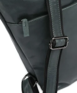 Caugio Rucksack-Tasche fein genarbtes Rindsleder dunkelgrün