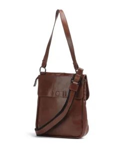 Caugio Schultertasche fein genarbtes Rindsleder cognac