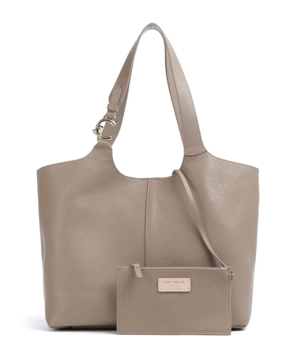 C-Easy Beuteltasche genarbtes Leder taupe