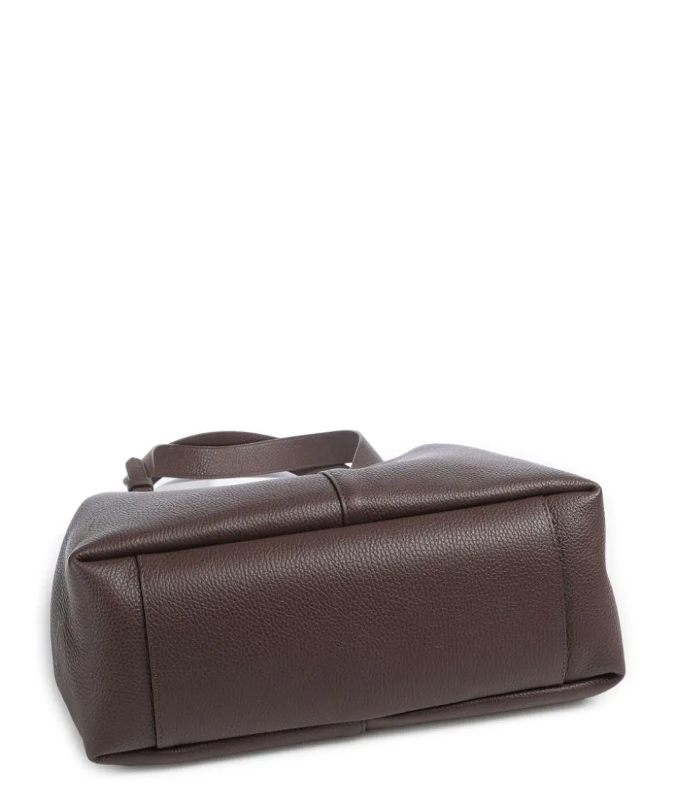 C-Easy Beuteltasche genarbtes Leder dunkelbraun