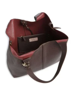 C-Easy Beuteltasche genarbtes Leder dunkelbraun