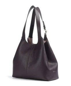 C-Easy Beuteltasche genarbtes Leder pflaume