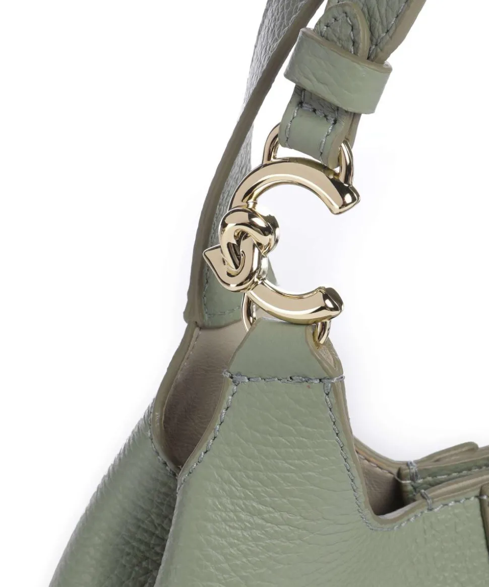 C-Easy Handtasche genarbtes Leder graugrün