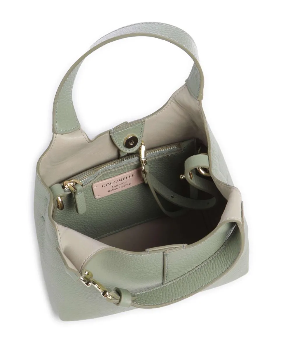 C-Easy Handtasche genarbtes Leder graugrün