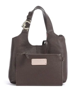 C-Easy Handtasche genarbtes Leder dunkelbraun