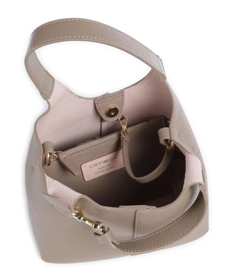 C-Easy Handtasche genarbtes Leder taupe
