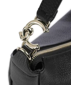 C-Easy Schultertasche genarbtes Leder schwarz