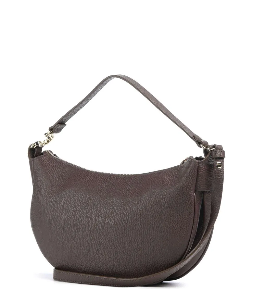 C-Easy Schultertasche genarbtes Leder dunkelbraun