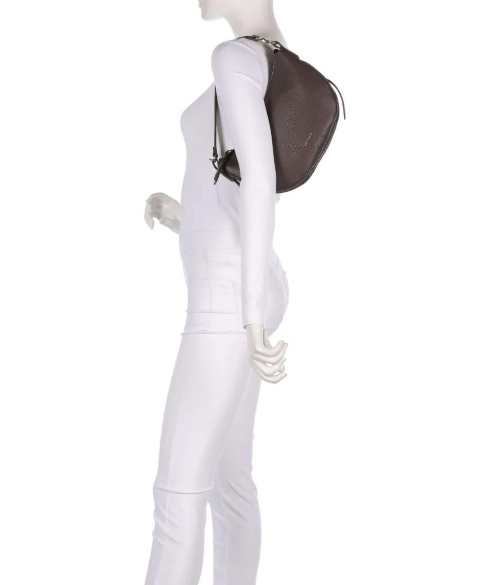 C-Easy Schultertasche genarbtes Leder dunkelbraun