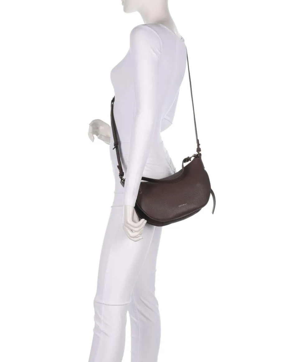 C-Easy Schultertasche genarbtes Leder dunkelbraun